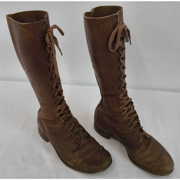 Vintage Thorogood Cavalry Riding Boots Men\'s 12 Brown 1920\'s Knee High #W5094 main image 9